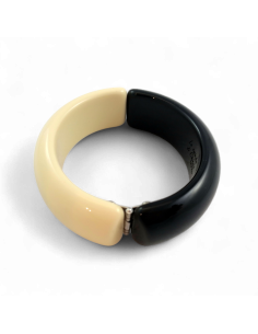 Bracciale rigido bicolore nero e avorio