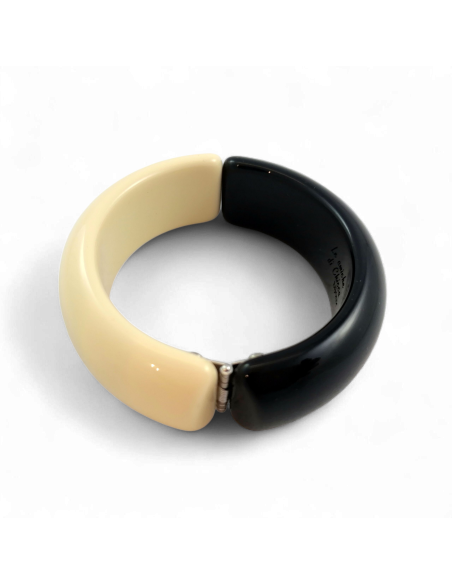 Bracciale rigido bicolore nero e avorio